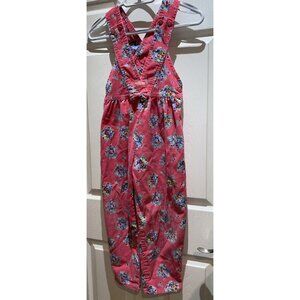 Vintage Oshkosh B'Gosh Overalls Corduroy Pink Floral Print Girls Size 6X USA